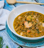 Lentejas con salmón ahumado